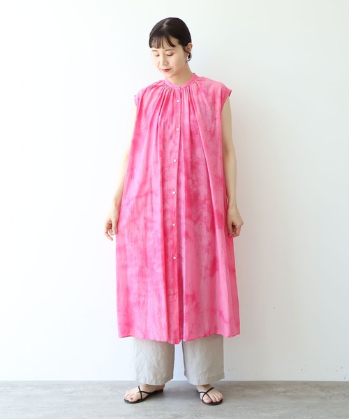 yuni(ユニ )の「100/1cotton cupla diffused dye 2way gather shirt one-piece(ワンピース・レディース・ピンク/ブルー・FREE)」の3枚目の写真