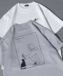 “TASOGARE GIRL&CAT” Cool-Touch Ponte Graphic Tee / 接触冷感 ポンチ “タソネコ” グラフィック半袖Tシャツ レディース メンズ ユニセックス トップスメンズ