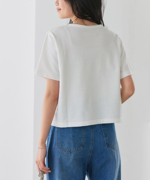 Pierrot(ピエロ)の「フラワービジュープルオーバー(Tシャツ/カットソー・レディース・チャコール/オフホワイト・L/M)」の22枚目の写真