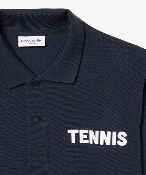 LACOSTE（ラコステ）の「テニスプリント鹿の子地ポロシャツ（ポロシャツ・メンズ・ブラック・2/3/4/5）」の5枚目の写真