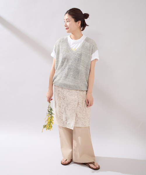 JOURNAL STANDARD（ジャーナルスタンダード）の「【osedit】WASHABLELINEN Vベスト（ベスト・レディース・グレー/ネイビー/ベージュ・FREE）」の5枚目の写真