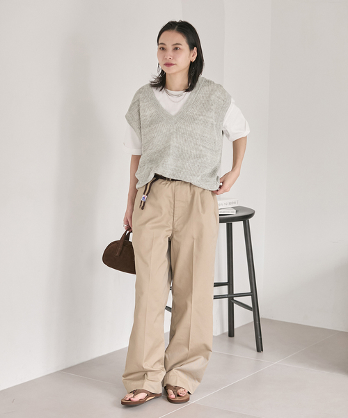 JOURNAL STANDARD（ジャーナルスタンダード）の「【osedit】WASHABLELINEN Vベスト（ベスト・レディース・グレー/ネイビー/ベージュ・FREE）」の6枚目の写真