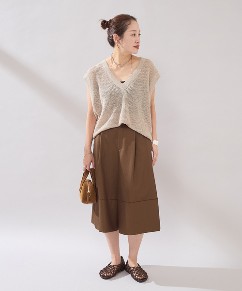 JOURNAL STANDARD（ジャーナルスタンダード）の「【osedit】WASHABLELINEN Vベスト（ベスト・レディース・グレー/ネイビー/ベージュ・FREE）」の7枚目の写真