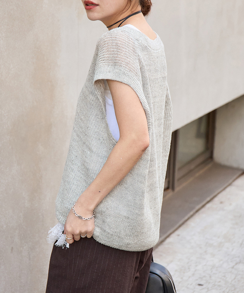 JOURNAL STANDARD（ジャーナルスタンダード）の「【osedit】WASHABLELINEN Vベスト（ベスト・レディース・グレー/ネイビー/ベージュ・FREE）」の13枚目の写真