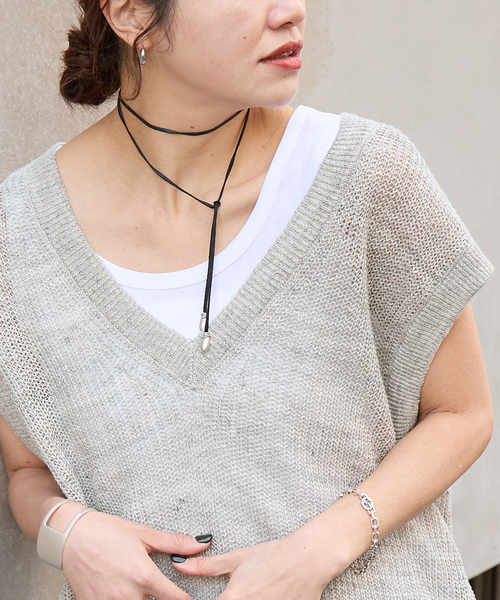 JOURNAL STANDARD（ジャーナルスタンダード）の「【osedit】WASHABLELINEN Vベスト（ベスト・レディース・グレー/ネイビー/ベージュ・FREE）」の15枚目の写真