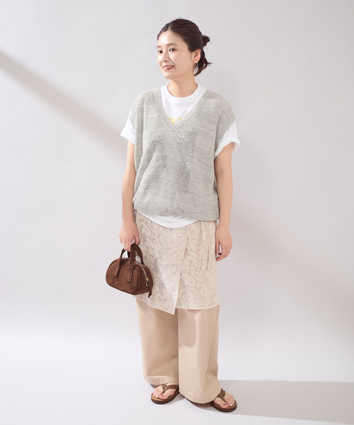 JOURNAL STANDARD（ジャーナルスタンダード）の「【osedit】WASHABLELINEN Vベスト（ベスト・レディース・グレー/ネイビー/ベージュ・FREE）」の17枚目の写真