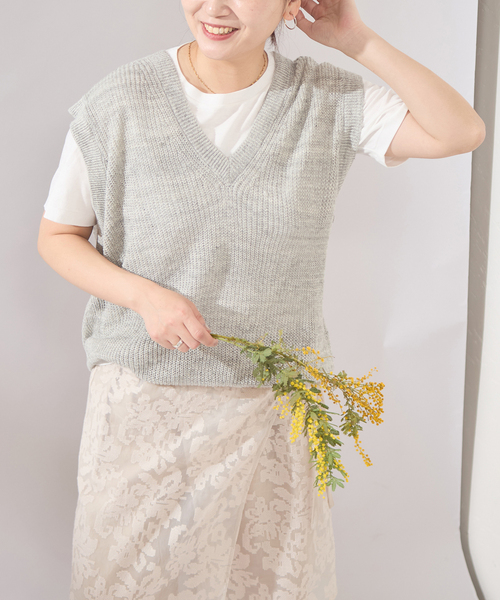 JOURNAL STANDARD（ジャーナルスタンダード）の「【osedit】WASHABLELINEN Vベスト（ベスト・レディース・グレー/ネイビー/ベージュ・FREE）」の20枚目の写真