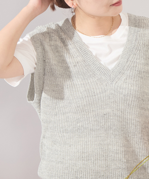 JOURNAL STANDARD（ジャーナルスタンダード）の「【osedit】WASHABLELINEN Vベスト（ベスト・レディース・グレー/ネイビー/ベージュ・FREE）」の22枚目の写真
