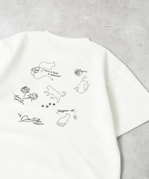 スウェードタッチダンボール ネコバラ刺繍 半袖Ｔシャツ