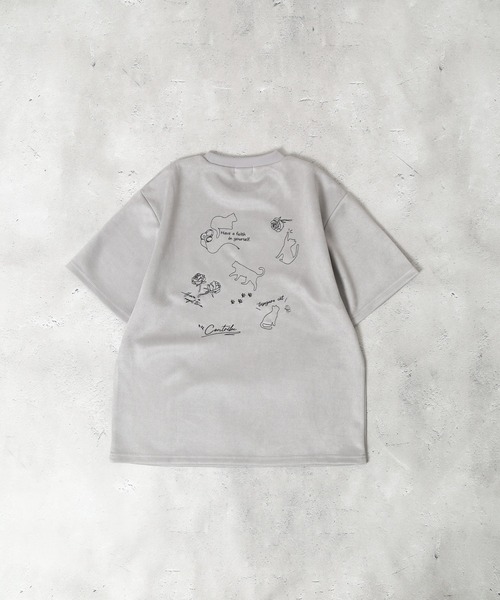 FUNALIVE(ファンアライブ)の「スウェードタッチダンボール ネコバラ刺繍 半袖Tシャツ(Tシャツ/カットソー・メンズ・ブラック/オフホワイト/グレー・M/L)」の12枚目の写真