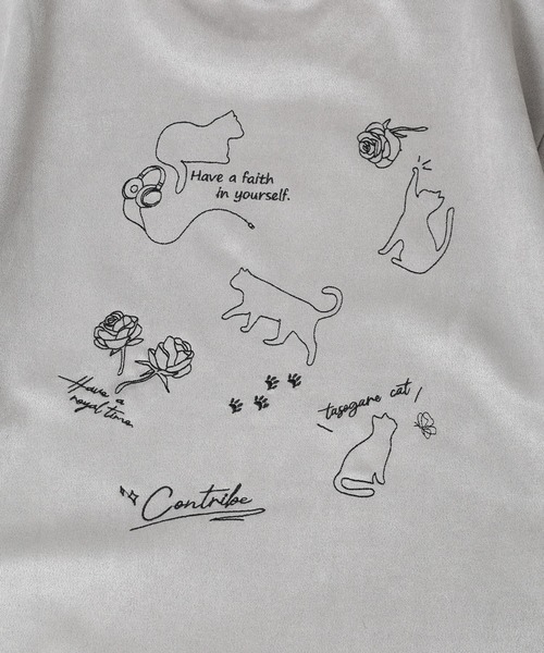 FUNALIVE(ファンアライブ)の「スウェードタッチダンボール ネコバラ刺繍 半袖Tシャツ(Tシャツ/カットソー・メンズ・ブラック/オフホワイト/グレー・M/L)」の13枚目の写真