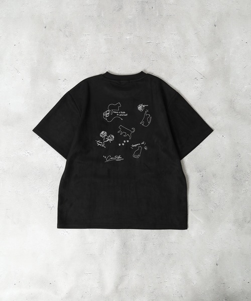 FUNALIVE(ファンアライブ)の「スウェードタッチダンボール ネコバラ刺繍 半袖Tシャツ(Tシャツ/カットソー・メンズ・ブラック/オフホワイト/グレー・M/L)」の7枚目の写真