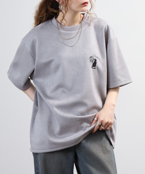 FUNALIVE(ファンアライブ)の「スウェードタッチダンボール ネコバラ刺繍 半袖Tシャツ(Tシャツ/カットソー・メンズ・ブラック/オフホワイト/グレー・M/L)」の15枚目の写真