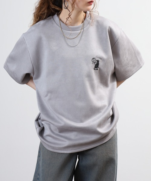 FUNALIVE(ファンアライブ)の「スウェードタッチダンボール ネコバラ刺繍 半袖Tシャツ(Tシャツ/カットソー・メンズ・ブラック/オフホワイト/グレー・M/L)」の16枚目の写真