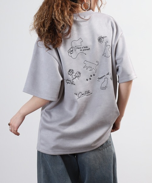FUNALIVE(ファンアライブ)の「スウェードタッチダンボール ネコバラ刺繍 半袖Tシャツ(Tシャツ/カットソー・メンズ・ブラック/オフホワイト/グレー・M/L)」の18枚目の写真