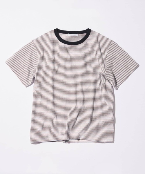 JOURNAL STANDARD(ジャーナルスタンダード)の「ファニー リンガー ボーダー Tシャツ 1(Tシャツ/カットソー・メンズ・オレンジ/ベージュ/クリアブルー・LARGE/MEDIUM)」の2枚目の写真