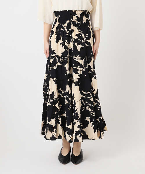 journal standard L'essage（ジャーナルスタンダードレサージュ）の「別注【LUSANA / ルサーナ】RUFFLE TIRED MAXI SKIRT：スカート（スカート・レディース・オートミール/ブラックミックス・SMALL）」の14枚目の写真