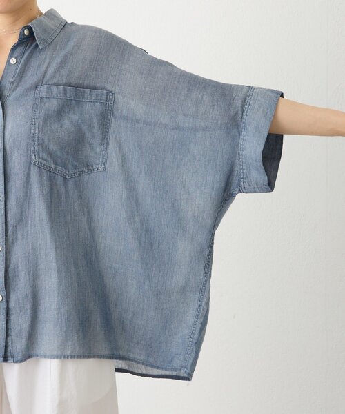 BEARDSLEY（ビアズリー）の「シフォンデニムポンチョシャツ（シャツ/ブラウス・レディース・ブルー・FREE）」の19枚目の写真