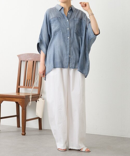 BEARDSLEY（ビアズリー）の「シフォンデニムポンチョシャツ（シャツ/ブラウス・レディース・ブルー・FREE）」の18枚目の写真