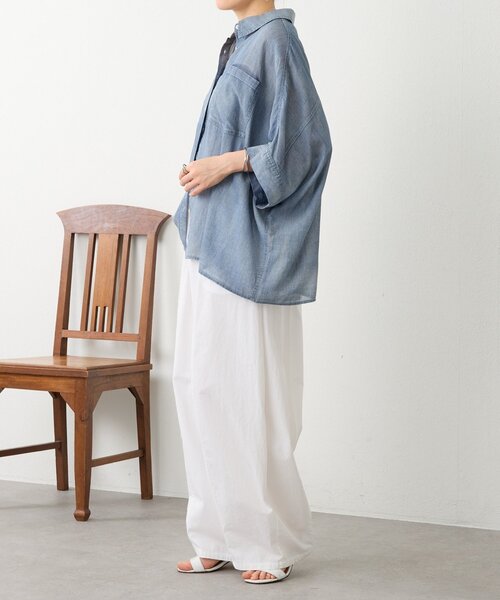 BEARDSLEY（ビアズリー）の「シフォンデニムポンチョシャツ（シャツ/ブラウス・レディース・ブルー・FREE）」の17枚目の写真