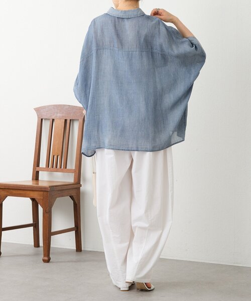 BEARDSLEY（ビアズリー）の「シフォンデニムポンチョシャツ（シャツ/ブラウス・レディース・ブルー・FREE）」の16枚目の写真