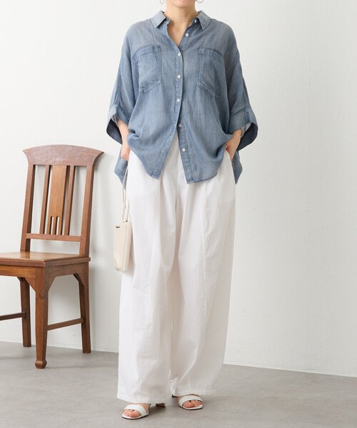 BEARDSLEY（ビアズリー）の「シフォンデニムポンチョシャツ（シャツ/ブラウス・レディース・ブルー・FREE）」の14枚目の写真