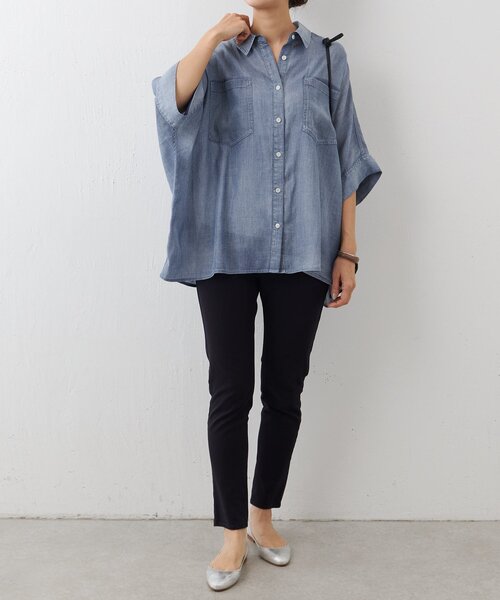 BEARDSLEY（ビアズリー）の「シフォンデニムポンチョシャツ（シャツ/ブラウス・レディース・ブルー・FREE）」の10枚目の写真