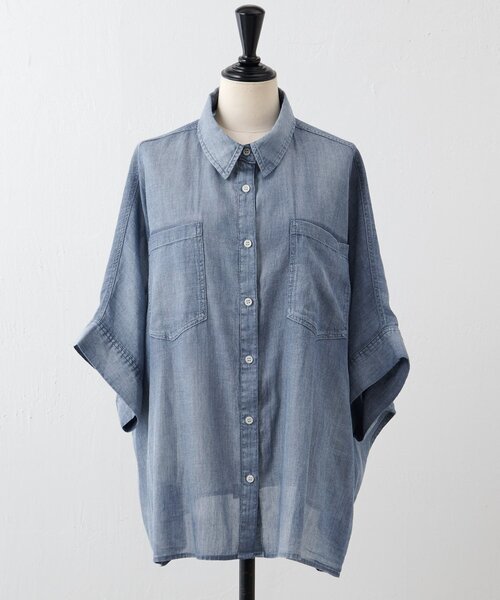 BEARDSLEY（ビアズリー）の「シフォンデニムポンチョシャツ（シャツ/ブラウス・レディース・ブルー・FREE）」の9枚目の写真