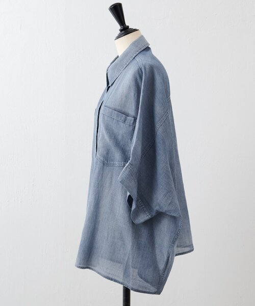 BEARDSLEY（ビアズリー）の「シフォンデニムポンチョシャツ（シャツ/ブラウス・レディース・ブルー・FREE）」の8枚目の写真