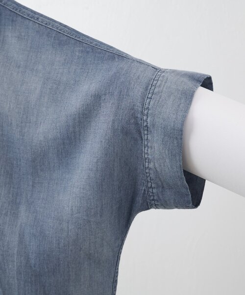 BEARDSLEY（ビアズリー）の「シフォンデニムポンチョシャツ（シャツ/ブラウス・レディース・ブルー・FREE）」の4枚目の写真