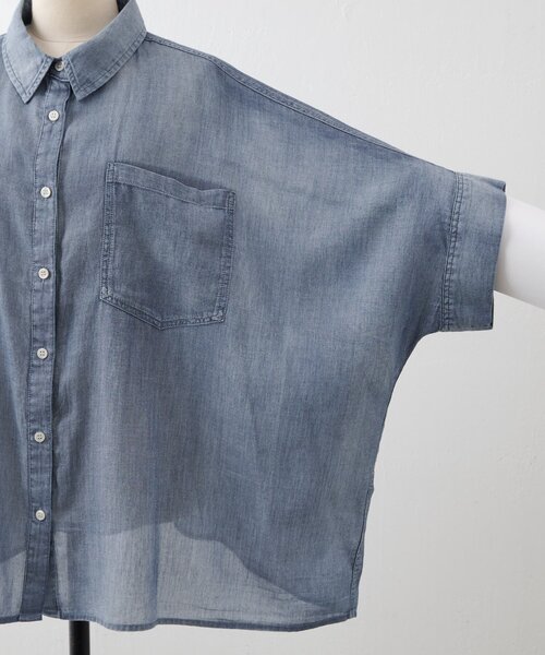 BEARDSLEY（ビアズリー）の「シフォンデニムポンチョシャツ（シャツ/ブラウス・レディース・ブルー・FREE）」の3枚目の写真