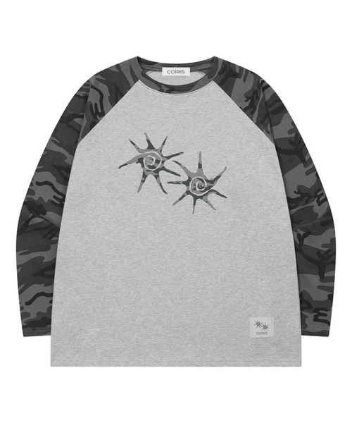 COIRIS_(コイリス)の「ペイオンナグランカモ配色長袖Tシャツ(Tシャツ/カットソー・レディース・グレー系カモフラージュ・FREE)」の1枚目の写真