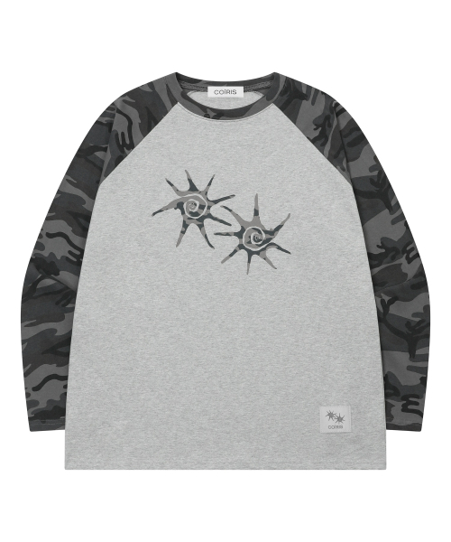 COIRIS_(コイリス)の「ペイオンナグランカモ配色長袖Tシャツ(Tシャツ/カットソー・レディース・グレー系カモフラージュ・FREE)」の2枚目の写真