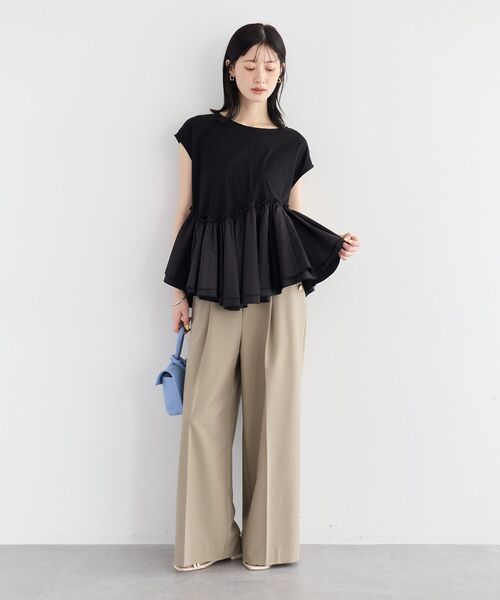 YECCA VECCA(イェッカヴェッカ)の「アシメペプラムカットソー(Tシャツ/カットソー・レディース・ブラック/その他7/オフホワイト・FREE)」の4枚目の写真