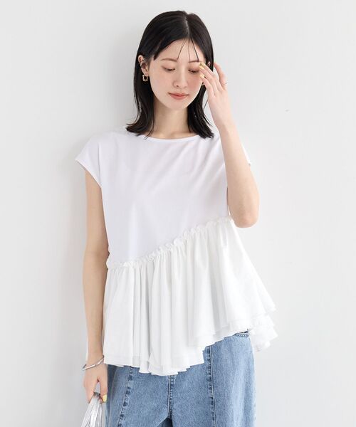 YECCA VECCA(イェッカヴェッカ)の「アシメペプラムカットソー(Tシャツ/カットソー・レディース・ブラック/その他7/オフホワイト・FREE)」の9枚目の写真