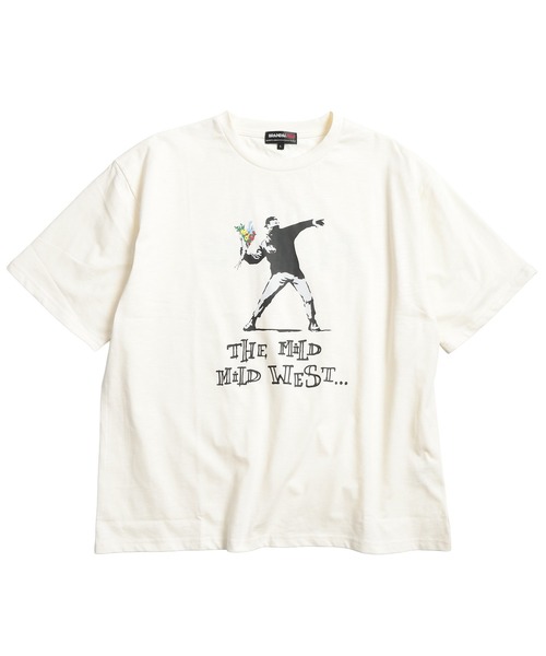 BRANDALISED(ブランダライズド)の「BRANDALISED (ブランダライズド) Tシャツ 半袖 バンクシー クルーネック カットソー Love is in the Air BR26SU04D12 ユニセックス(Tシャツ/カットソー・メンズ・ブラック/ブラウン/ホワイト・LL/L/M)」の8枚目の写真