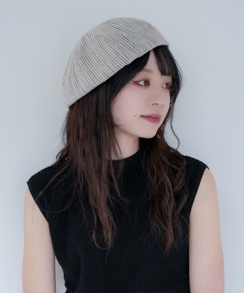 Ruben(ルーベン)の「リネンベレー帽 / メッシュ裏地・通気性・サイズ調整可能・大きめサイズ(ハンチング/ベレー帽・レディース・ブラウン/ブラック/ベージュ・L)」の1枚目の写真