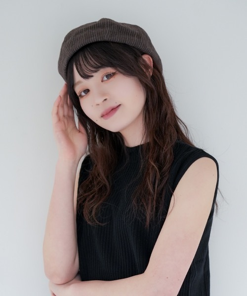 Ruben(ルーベン)の「リネンベレー帽 / メッシュ裏地・通気性・サイズ調整可能・大きめサイズ(ハンチング/ベレー帽・レディース・ブラウン/ブラック/ベージュ・L)」の11枚目の写真