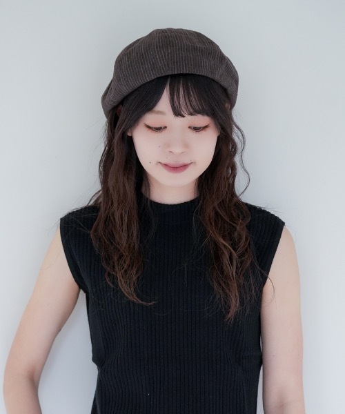 Ruben(ルーベン)の「リネンベレー帽 / メッシュ裏地・通気性・サイズ調整可能・大きめサイズ(ハンチング/ベレー帽・レディース・ブラウン/ブラック/ベージュ・L)」の5枚目の写真