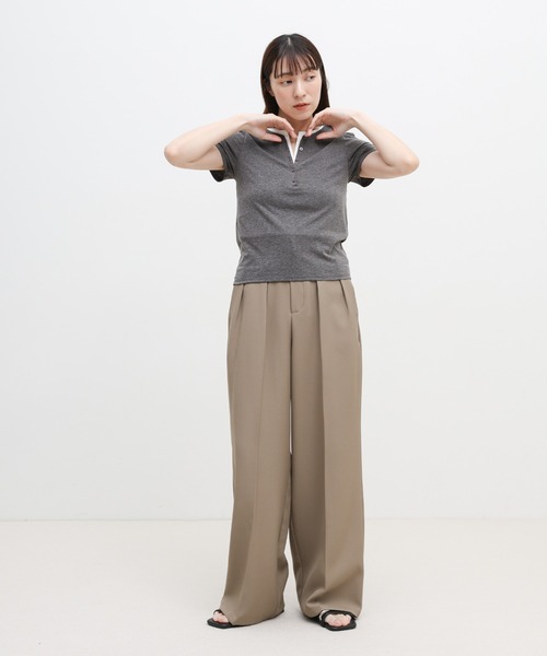 select MOCA(セレクトモカ)の「レイヤードライクヘンリーネックTシャツ(Tシャツ/カットソー・レディース・グレー/ブラウン/ブラック・FREE)」の14枚目の写真