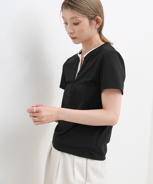 select MOCA(セレクトモカ)の「レイヤードライクヘンリーネックTシャツ(Tシャツ/カットソー・レディース・グレー/ブラウン/ブラック・FREE)」の18枚目の写真