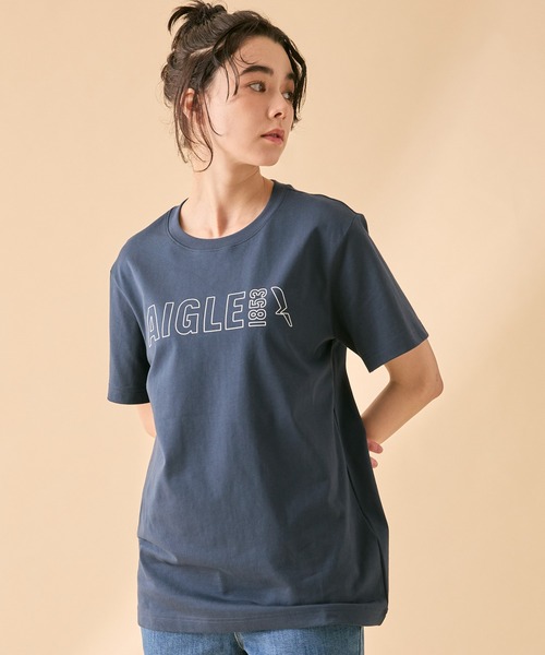 AIGLE（エーグル）の「オーガニックコットン ロゴプリント 半袖Tシャツ / ユニセックス（Tシャツ/カットソー・メンズ・ダークネイビー/グレー/ホワイト・M/S/XS/XL/L）」の20枚目の写真