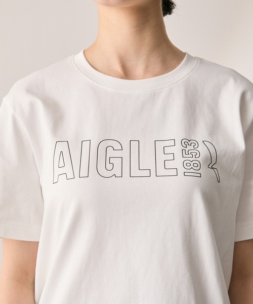 AIGLE（エーグル）の「オーガニックコットン ロゴプリント 半袖Tシャツ / ユニセックス（Tシャツ/カットソー・メンズ・ダークネイビー/グレー/ホワイト・M/S/XS/XL/L）」の6枚目の写真
