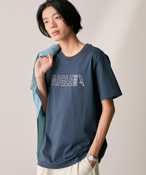 AIGLE（エーグル）の「オーガニックコットン ロゴプリント 半袖Tシャツ / ユニセックス（Tシャツ/カットソー・メンズ・ダークネイビー/グレー/ホワイト・M/S/XS/XL/L）」の14枚目の写真
