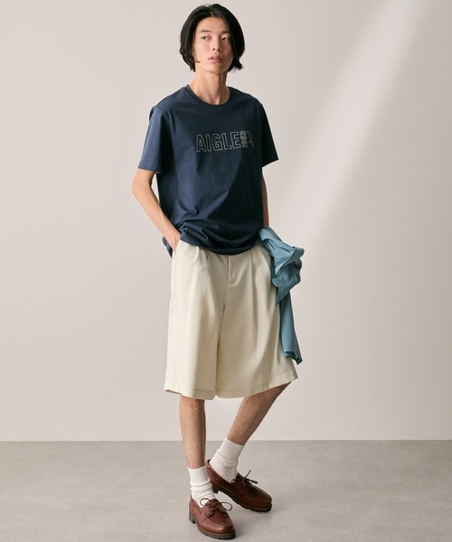 AIGLE（エーグル）の「オーガニックコットン ロゴプリント 半袖Tシャツ / ユニセックス（Tシャツ/カットソー・メンズ・ダークネイビー/グレー/ホワイト・M/S/XS/XL/L）」の18枚目の写真