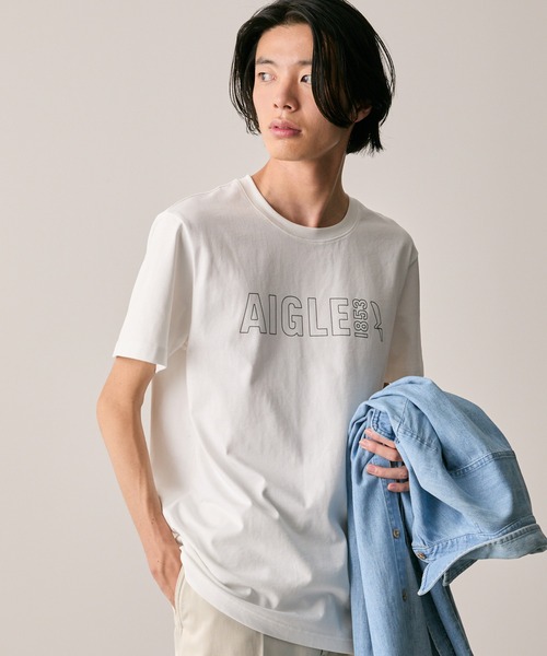 AIGLE（エーグル）の「オーガニックコットン ロゴプリント 半袖Tシャツ / ユニセックス（Tシャツ/カットソー・メンズ・ダークネイビー/グレー/ホワイト・M/S/XS/XL/L）」の9枚目の写真