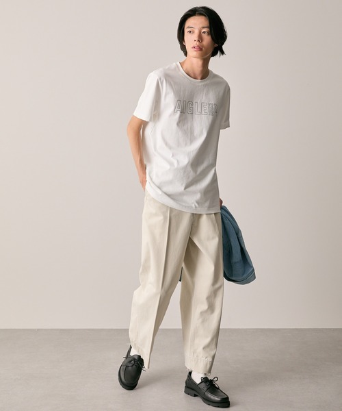 AIGLE（エーグル）の「オーガニックコットン ロゴプリント 半袖Tシャツ / ユニセックス（Tシャツ/カットソー・メンズ・ダークネイビー/グレー/ホワイト・M/S/XS/XL/L）」の12枚目の写真