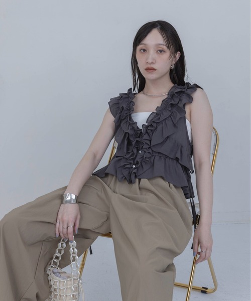 【最終値下】クリーニング済　エイミーロウ　ダイヤキルトMIXボタンジレ　ベスト セール】ダイヤキルトMIXボタンジレ（ベスト）｜Eimee Law（エイミー