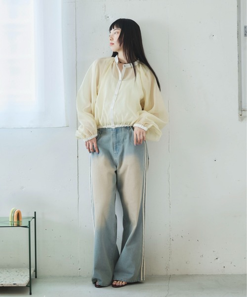 PILIT(ピリット)の「オーバーダイ ラインデニム(デニムパンツ・レディース・サックスブルー/ブルー・LARGE/MEDIUM)」の3枚目の写真