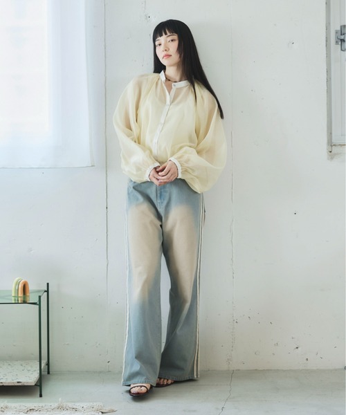 PILIT(ピリット)の「オーバーダイ ラインデニム(デニムパンツ・レディース・サックスブルー/ブルー・LARGE/MEDIUM)」の4枚目の写真